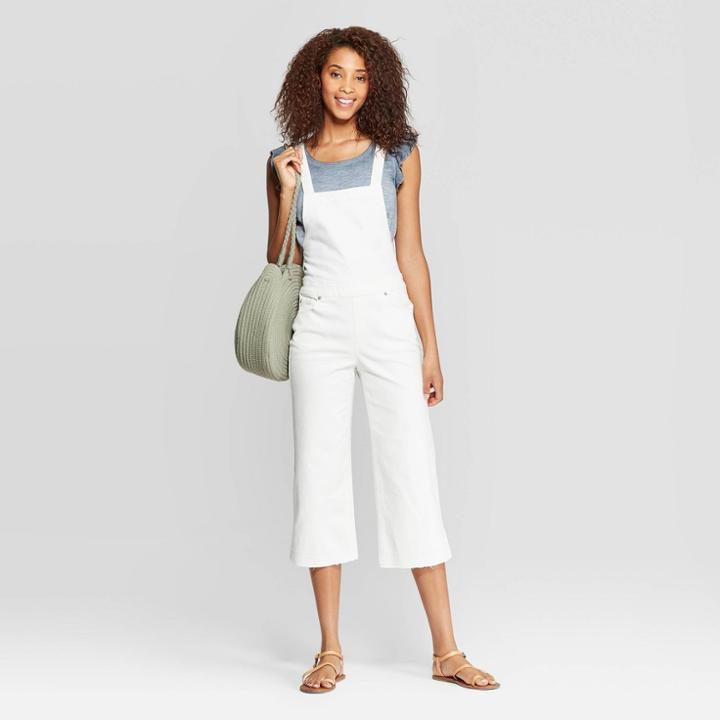 Women's Sleeveless Back Tie Straight Overalls - Universal Thread White