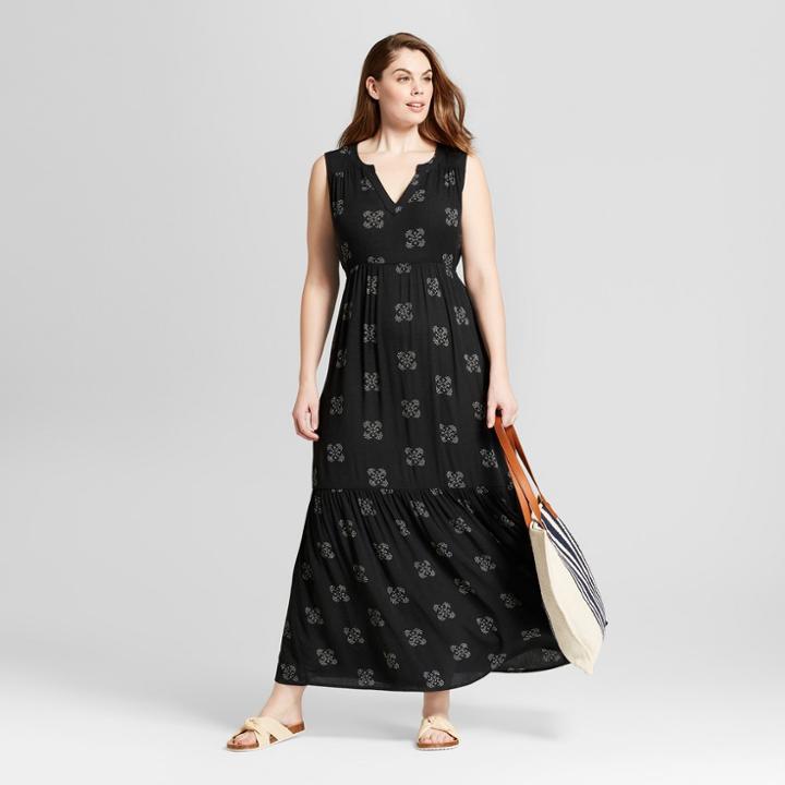 Women's Floral Print Plus Size Maxi Dress - Universal Thread Black