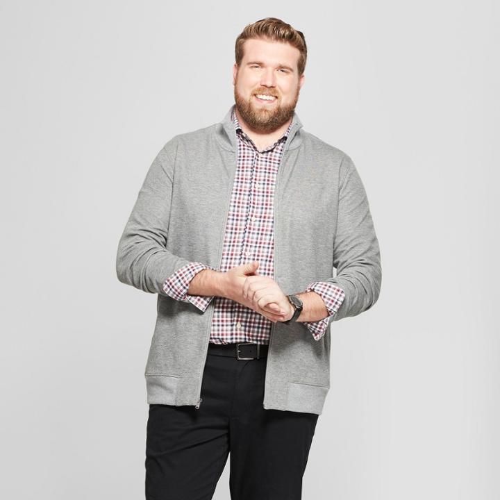Men's Tall Long Sleeve Full Zip Track Jacket - Goodfellow & Co Gray