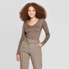 Women's Regular Fit Long Sleeve V-neck T-shirt - A New Day Gray