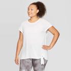 Women's Plus Size Striped Short Sleeve Side Tie T-shirt - C9 Champion White