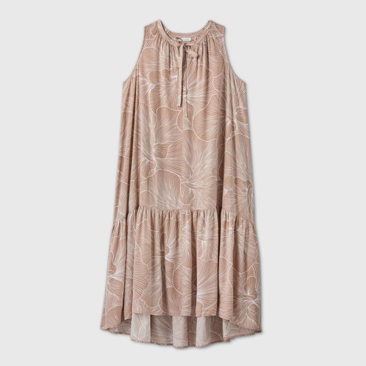 Women's Plus Size Floral Print Sleeveless Dress - Prologue Brown