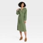 Women's Balloon Long Sleeve Tie-front Shirtdress - Universal Thread Green