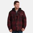 Dickies Men's Relaxed Fit Hooded Plaid Quilted Flannel Shirt Jacket - Red