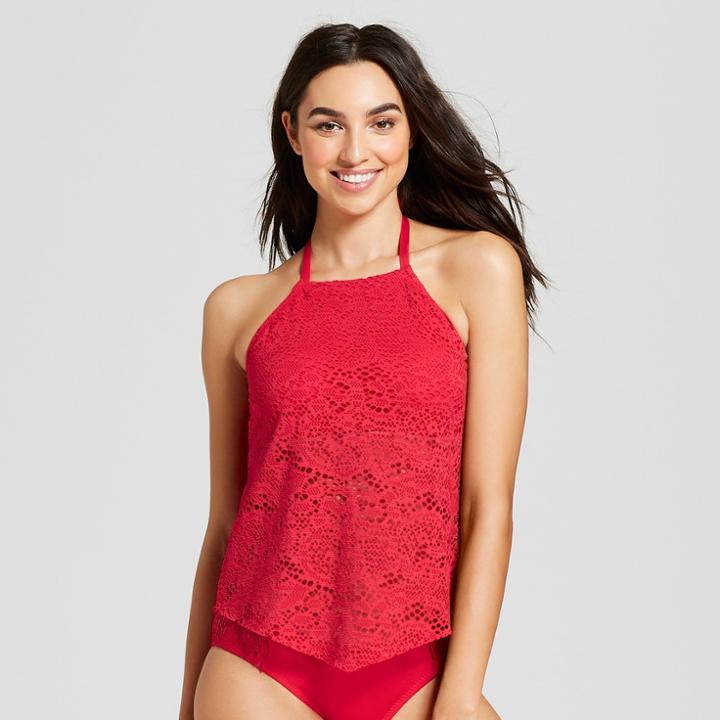 Women's Crochet Halter Tankini - Mossimo Red Pepper
