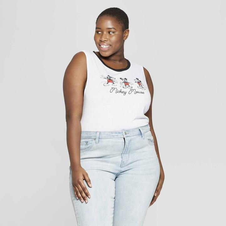 Disney Women's Plus Size Mickey Mouse Graphic Tank Top (juniors') - White