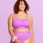 Women's Plus Size Ribbed Bralette Bikini Top - Stoney Clover Lane X Target Bright Purple