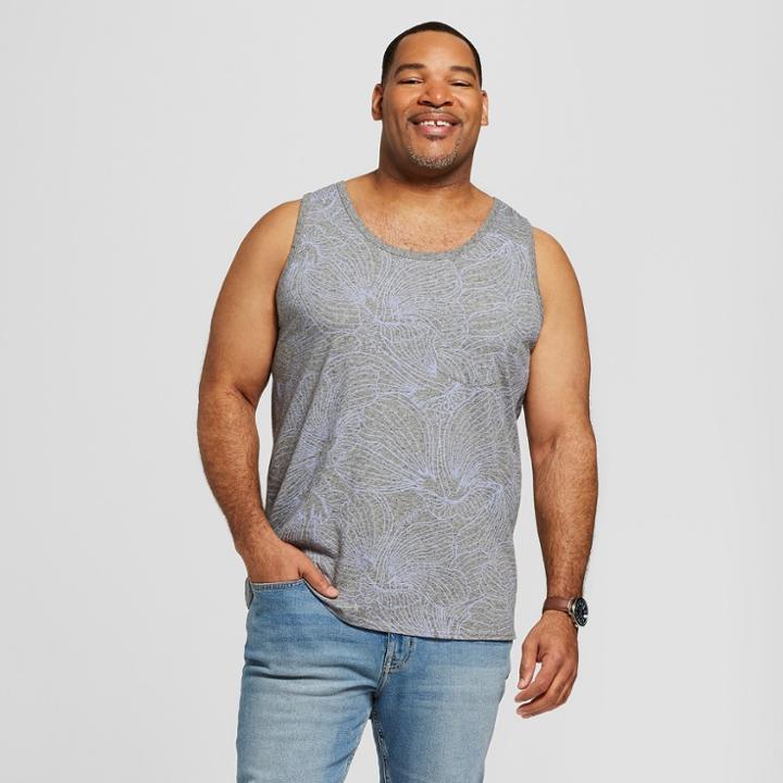 Men's Tall Floral Print Novelty Tank Top - Goodfellow & Co Gray