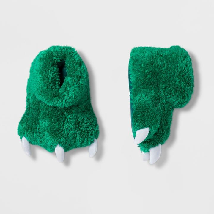 Baby Girls' Furry Dino Slipper - Cat & Jack Green