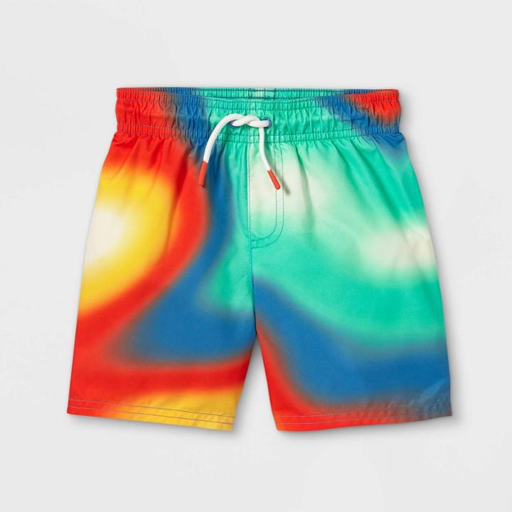 Toddler Boys' Rainbow Print Swim Trunks - Cat & Jack Yellow