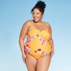 Women's Plus Size U-wire Bandeau One Piece Swimsuit - Kona Sol 14w, Women's, Yellow