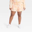 Women's Plus Size Mid-rise French Terry Shorts - All In Motion Blush Peach 1x, Pink Orange