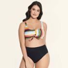 Women's Slimming Control Bralette Bikini Top - Beach Betty By Miracle Brands Stripe Xl,