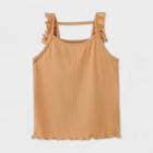 Girls' Ribbed Ruffle-strap Tank Top - Art Class Tan M, Girl's, Size: