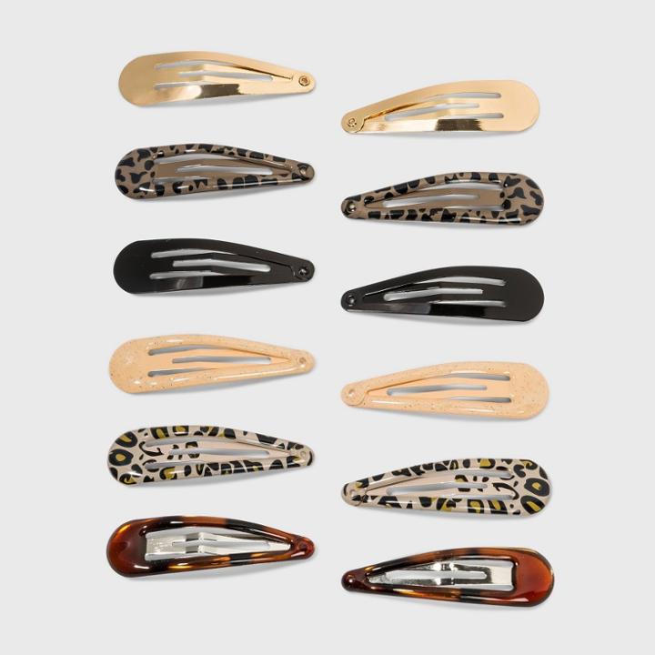 Girls' 12pk Animal Printed Snap Clips - Art Class