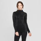 Women's Long Sleeve Crushed Pleat Turtleneck T-shirt - Prologue Black