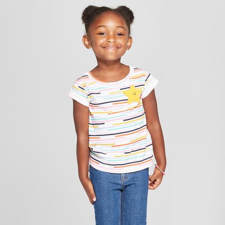 Toddler Girls' Cap Sleeve T-shirt - Cat & Jack Almond Cream