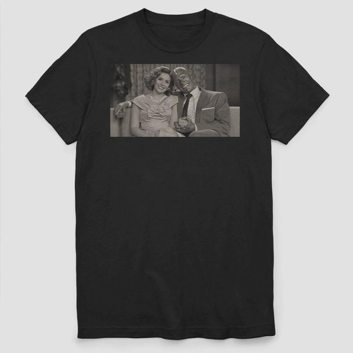 Men's Marvel Wandavision Couch Couple Short Sleeve Graphic T-shirt - Black