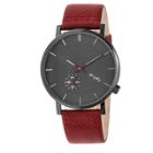 Simplify The 3600 Men's Leather-band Watch - Gunmetal/maroon (grey/red)