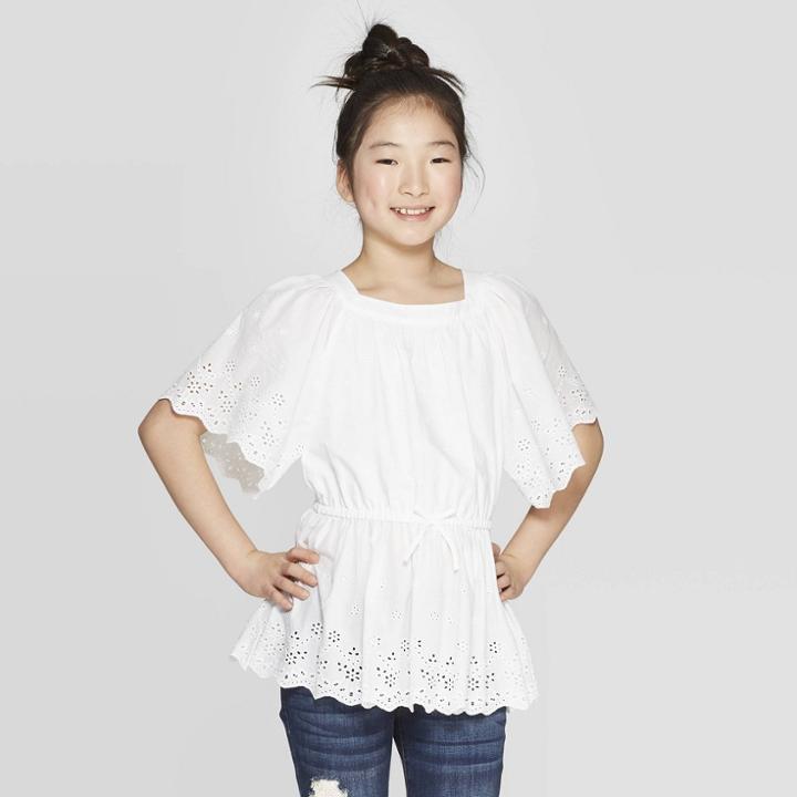 Girls' Eyelet Top - Cat & Jack Green