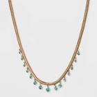 16 Snake Chain With Pierced Stones Necklace - A New Day Green