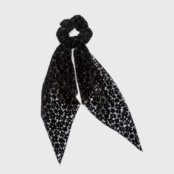 Velvet Retro Flower Scarf Hair Twisters - Wild Fable Black