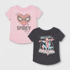 Toddler Girls' 2pk Marvel Spider-man Suit Sets T-shirt - 2t,