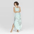 Women's Floral Print Sleeveless V-neck Maxi Dress - A New Day Turquoise