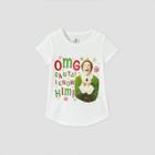 Warner Bros. Girls' 'omg Santa! I Know Him!' Short Sleeve Graphic T-shirt - Off-white