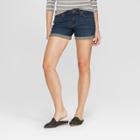 Women's Mid-rise Rolled Cuff Midi Shorts - Universal Thread Dark Wash