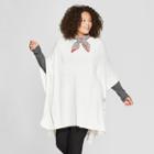 Women's Plus Size Boatneck Knit Poncho Sweater - A New Day Cream (ivory)