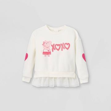 Toddler Girls' Peppa Pig 'xoxo' Valentine's Day Fleece Pullover - Ivory