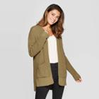 Women's Long Sleeve Open Layering Sweater With Side Slits - Universal Thread Moss (green)