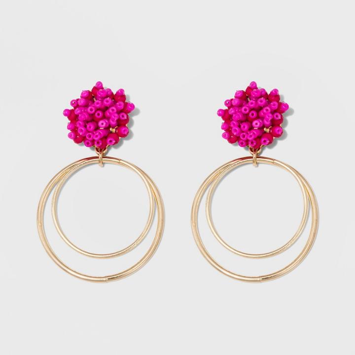 Sugarfix By Baublebar Mixed Media Hoop Earrings Pink, Girl's
