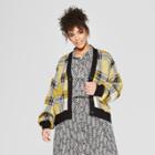Women's Plus Size Plaid Long Sleeve Cardigan - Who What Wear Yellow/black