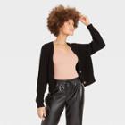 Women's Open Neck Button-front Cardigan - A New Day Black
