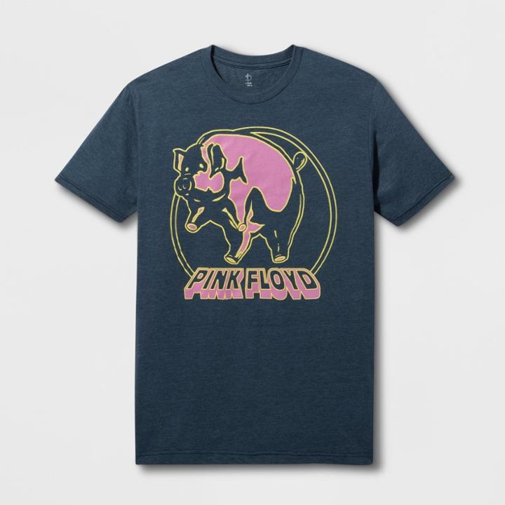 Men's Short Sleeve Pink Floyd Crew T-shirt - Navy Heather