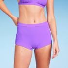 Women's Ribbed Low-rise Short Bikini Bottom - Wild Fable Purple