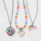 Girls' 3pk Layered Necklace Set With Spinner Smiley Pendant - Cat & Jack
