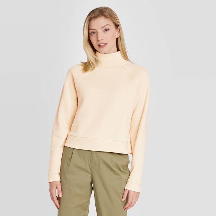 Women's Fleece Pullover Sweatshirt - A New Day Cream