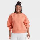 Women's Plus Size Quilted Pullover Sweatshirt - Universal Thread Coral Orange