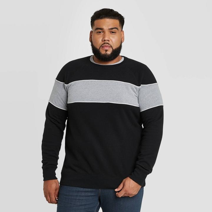 Men's Tall Regular Fit Fleece Crew Sweatshirt - Goodfellow & Co Black