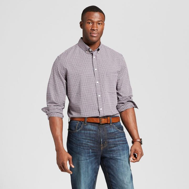 Men's Big & Tall Standard Fit Northrop Long Sleeve Button-down Shirt - Goodfellow & Co Dusk Pink