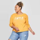 Women's Love Is A Four Legged Word Plus Size Long Sleeve T-shirt - Fifth Sun (juniors') - Yellow 1x, Women's,