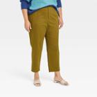 Women's Plus Size High-rise Taper Ankle Pants - Ava & Viv Olive Green