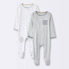Baby 2pk 'i Love You' Elevated Sleep N' Play With Hat - Cloud Island Gray Newborn