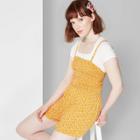 Target Women's Floral Print Strappy Square Neck Button Front Smocked Romper - Wild Fable Orange Trick/almond Cream