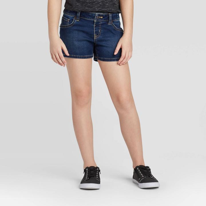 Girls' Jean Shorts - Cat & Jack Dark Wash S, Girl's, Size: Small, Dark Blue