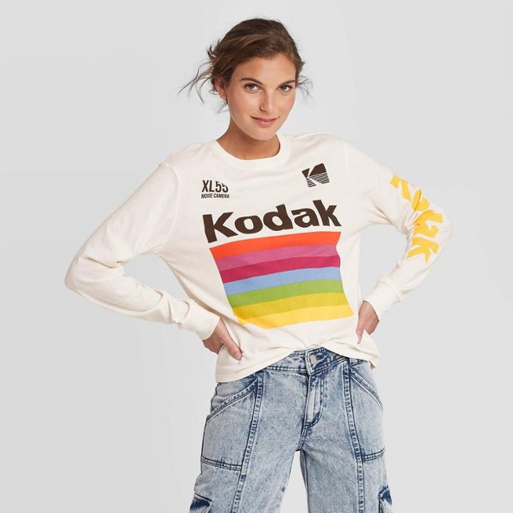 Women's Kodak Long Sleeve Graphic T-shirt (juniors') - Ivory Xs, Women's, Beige