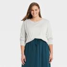Women's Plus Size Long Sleeve Supima T-shirt - A New Day Gray